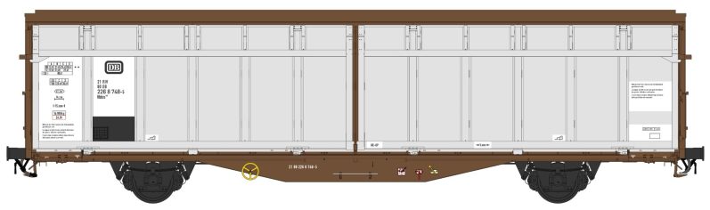 Hbbis Schiebewandwagen mit braunem Fahrgestell und silbernen Seitenwänden